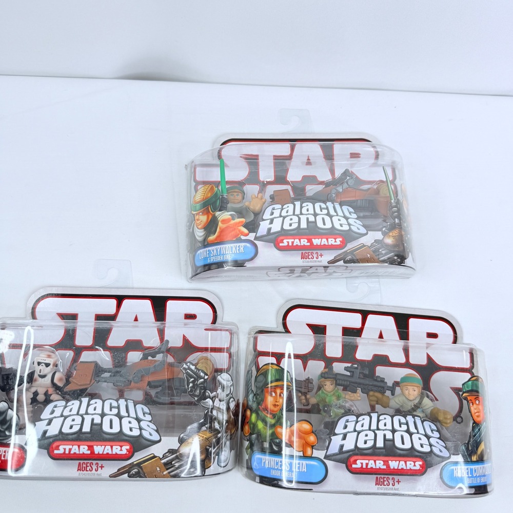 Star Wars Galactic Heroes Luke Skywalker Scout Trooper Speeder Bike Leia Lot 3